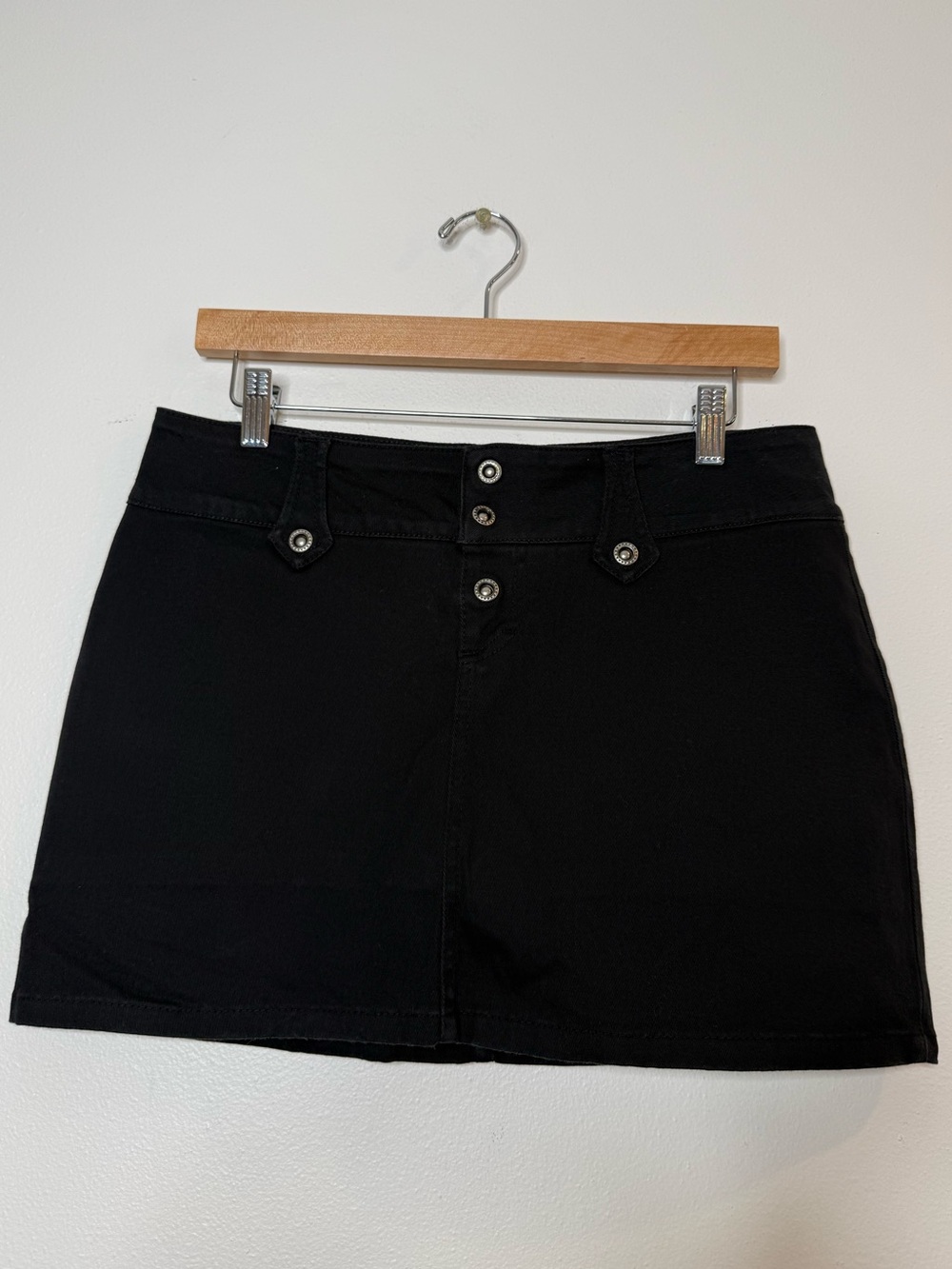 Vintage Jordache Y2K black mini micro skirt skort low rise built in shorts studs